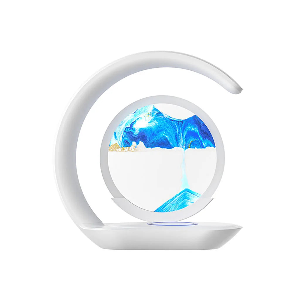 15W Wireless Charger with Quicksand Painting Night Lamp Table Top Decoration Fast Charging Station for iphone 16 Pro Max Charger