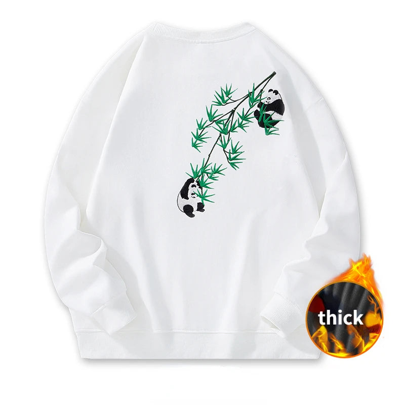 Fashion Crewneck Sweatshirt Men Bear Embroidery Hoodies Women Casual Chinese Panda Bamboo Fleece Designer Harajuku Pullover 2024