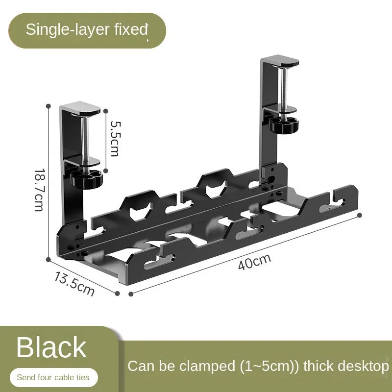 New No Punching Under Table Storage Rack Metal Cable Management Tray Standing Desk Organizer Cord Management Storage Accessories
