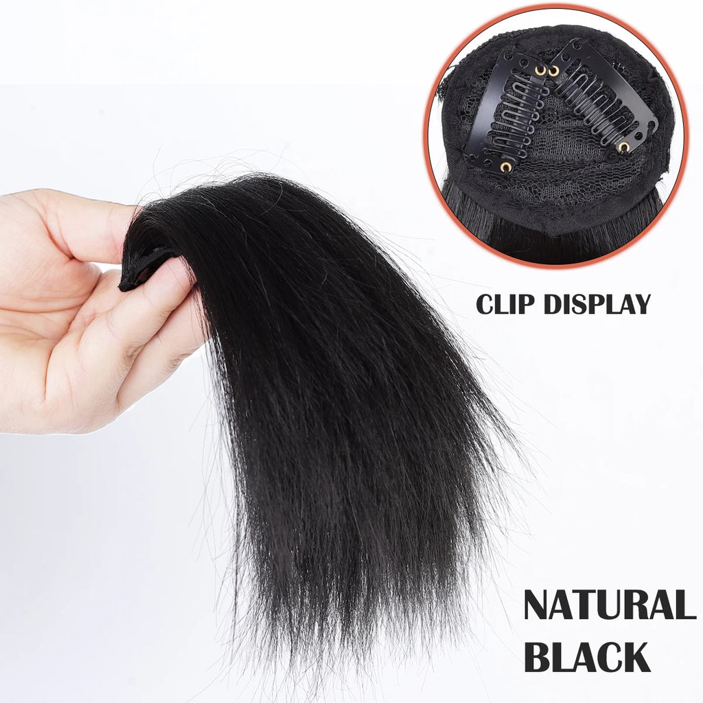 Straight hair synthetic hair pad clip to extend women's