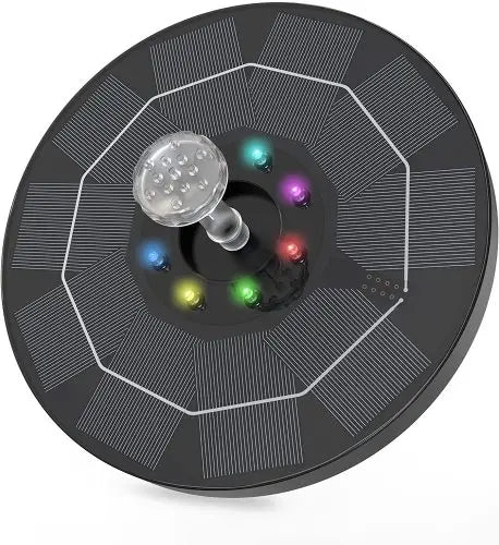 3W/3.5W solar fountain with LED lights, creative DIY fish pond decoration, suitable for garden bird bath, pond, swimming pool