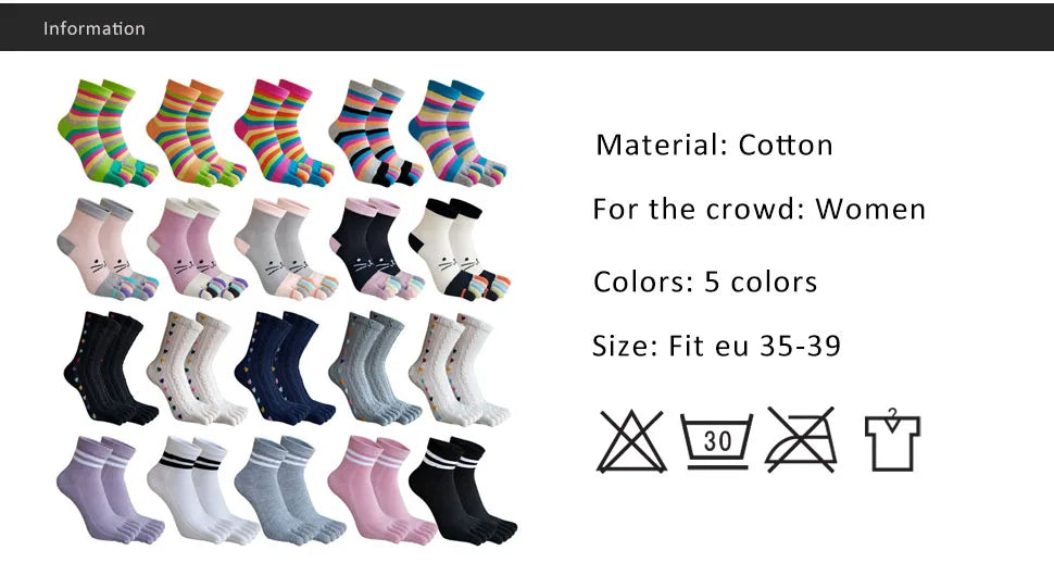 Cute Short Toe Socks Women Girl Cotton Striped Cat Love Fashion Sweat-Absorbing Anti-Bacterial Breathable Warm Five Finger Socks