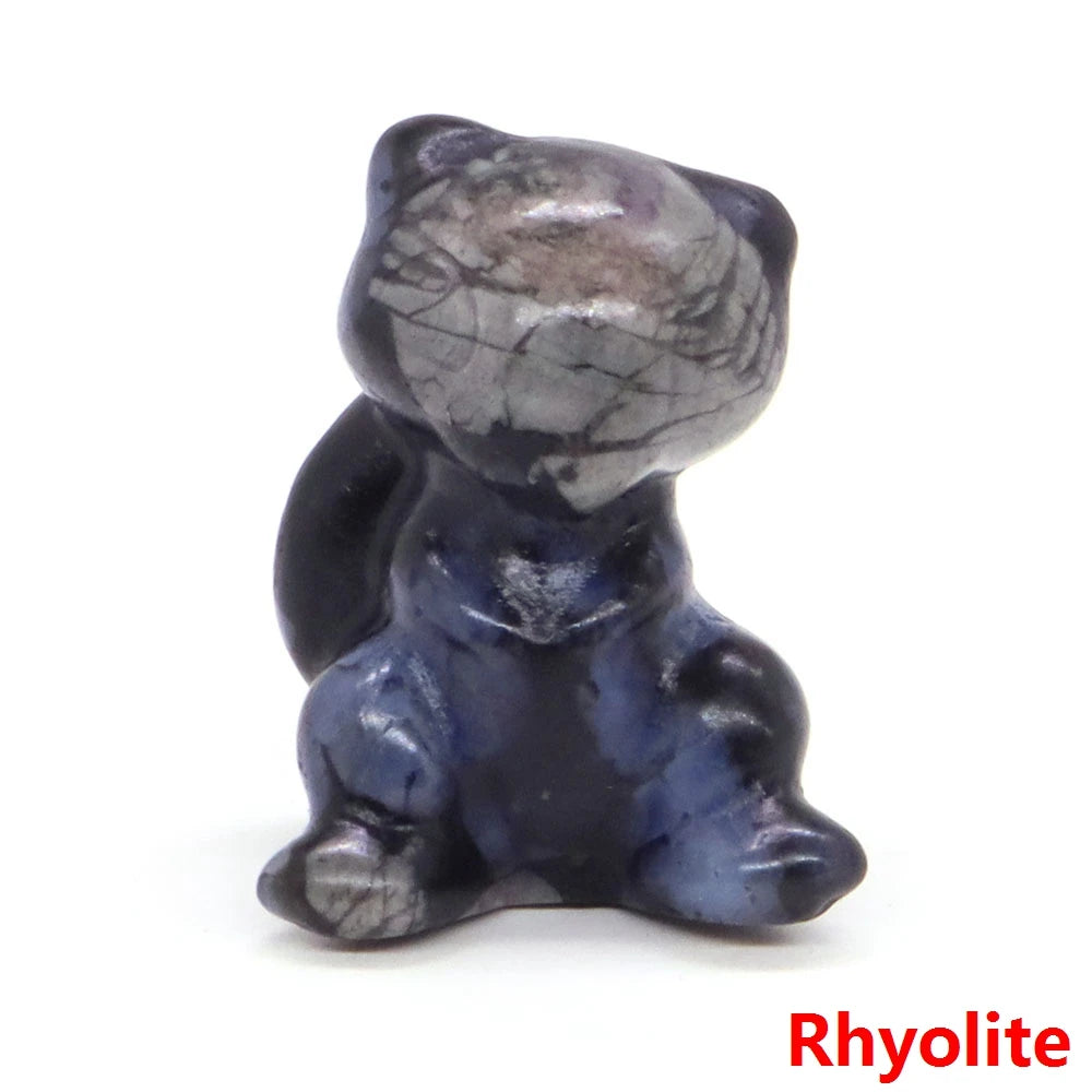 30mm Cartoon Alien Cat Statue Natural Healing Crystals Stone Carving Cute Animal Figurine Crafts Home Decor Ornament Kids Gifts