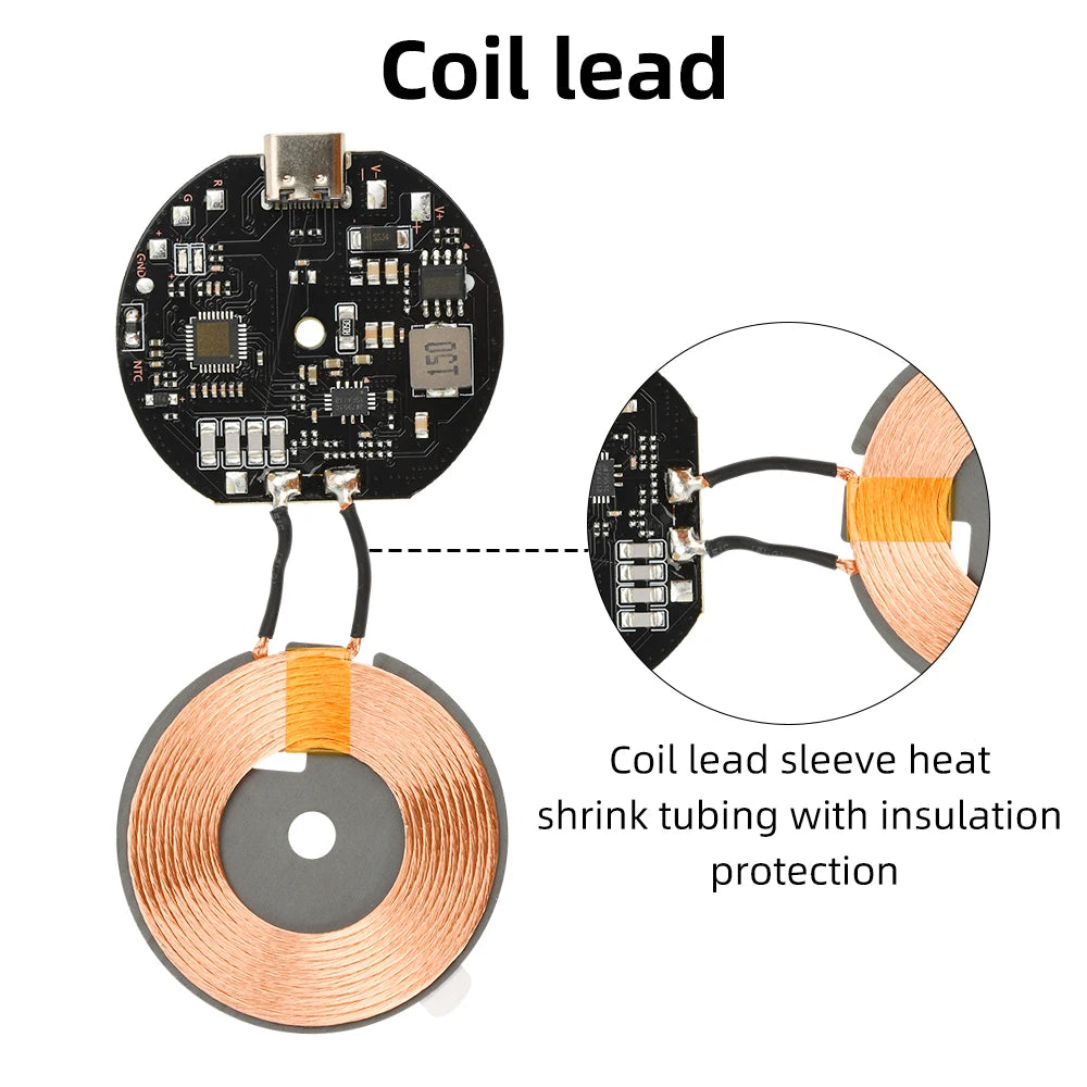 20W High Power Wireless Charger Transmitter Module 12V/24V Type-C Fast Charging Circuit Coil Charger Board for Mobile Phone