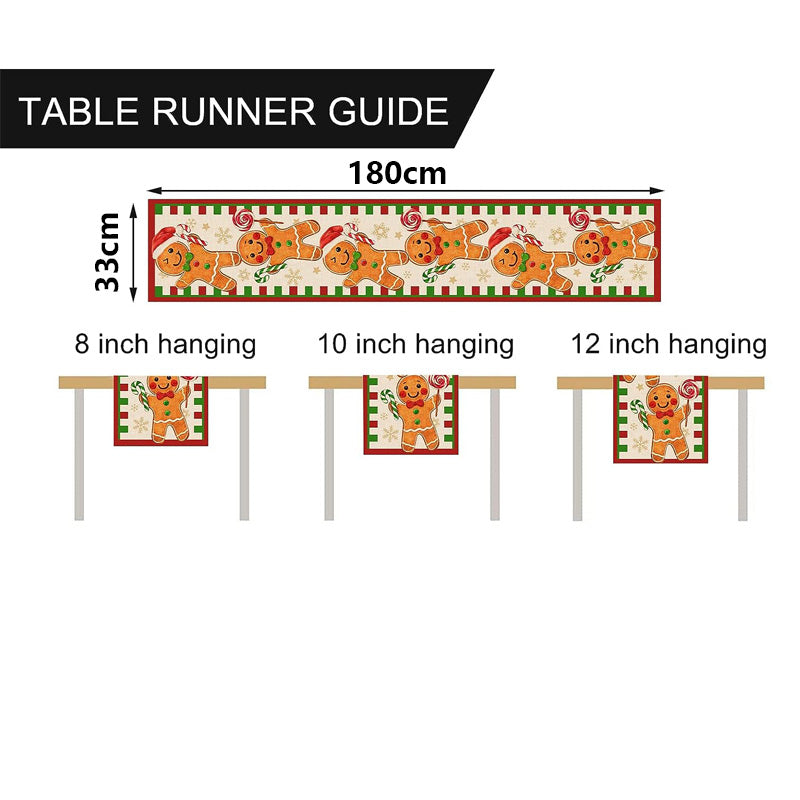Christmas Gingerbread Man Linen Table Runners Kitchen Table Decor Xmas Santa Snowflake Dining Table Runners Christmas Decoration