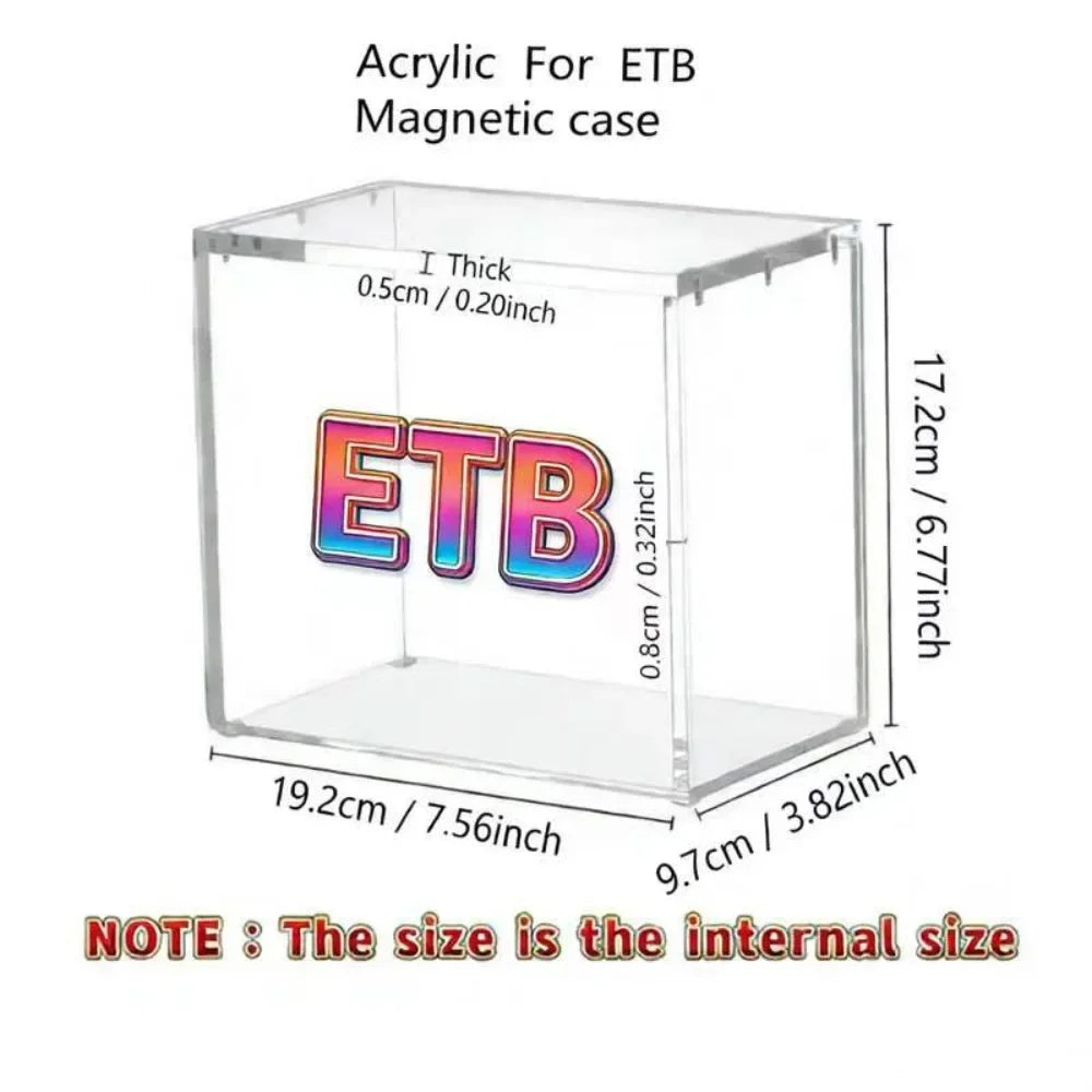 Collector's Showcase Magnetic ETB Acrylic Plastic Storage Box, 5mm Ultra-Transparent UV-Blocking Anti-Yellowing Top-Loading Dustproof Protector for Pokemon Elite Trainer Box, Modular Stackable Home Display Case, Acrylic Plast