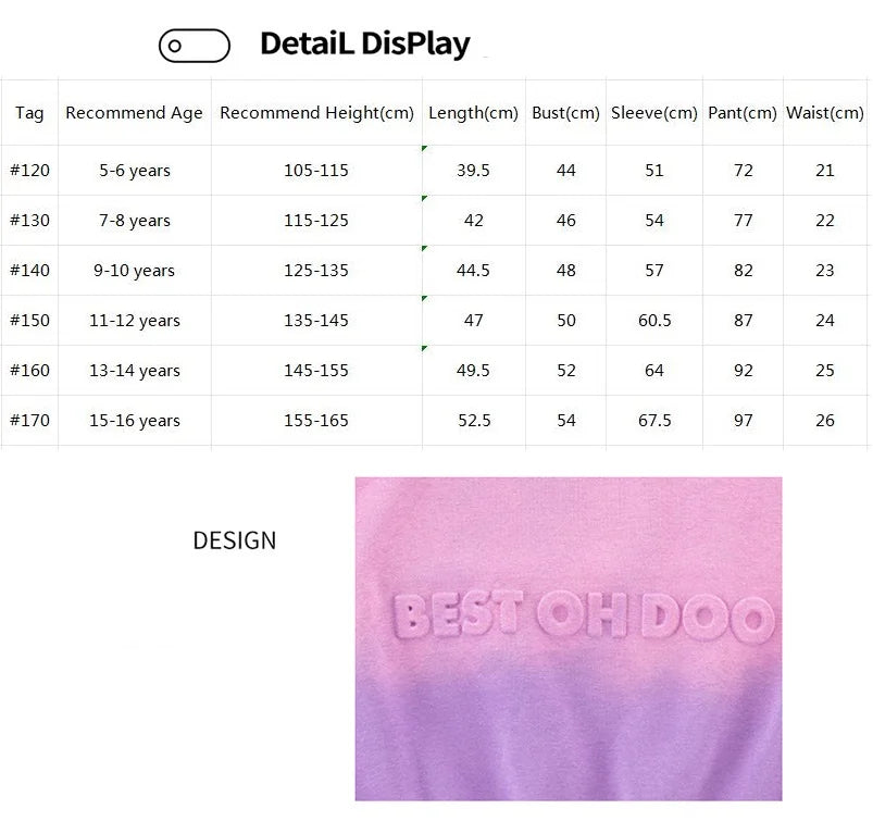 Girls Contrast Tie Dye Alphabet Sweatshirt+Drawstring Sweatpant Sets School Kids 2PCS Tracksuit Children Jogging Outfits 5-16 Yr