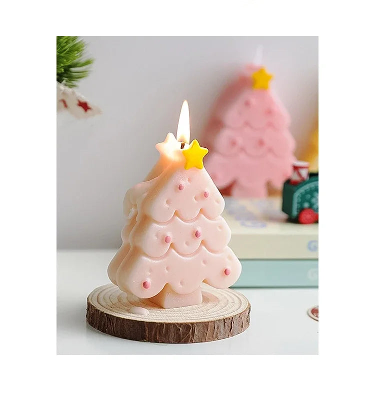 Christmas Scented Candle with Box Mini Christmas Tree Shape Fragrance Candle Home Decor Candle Gift for Friends Women Souvenir