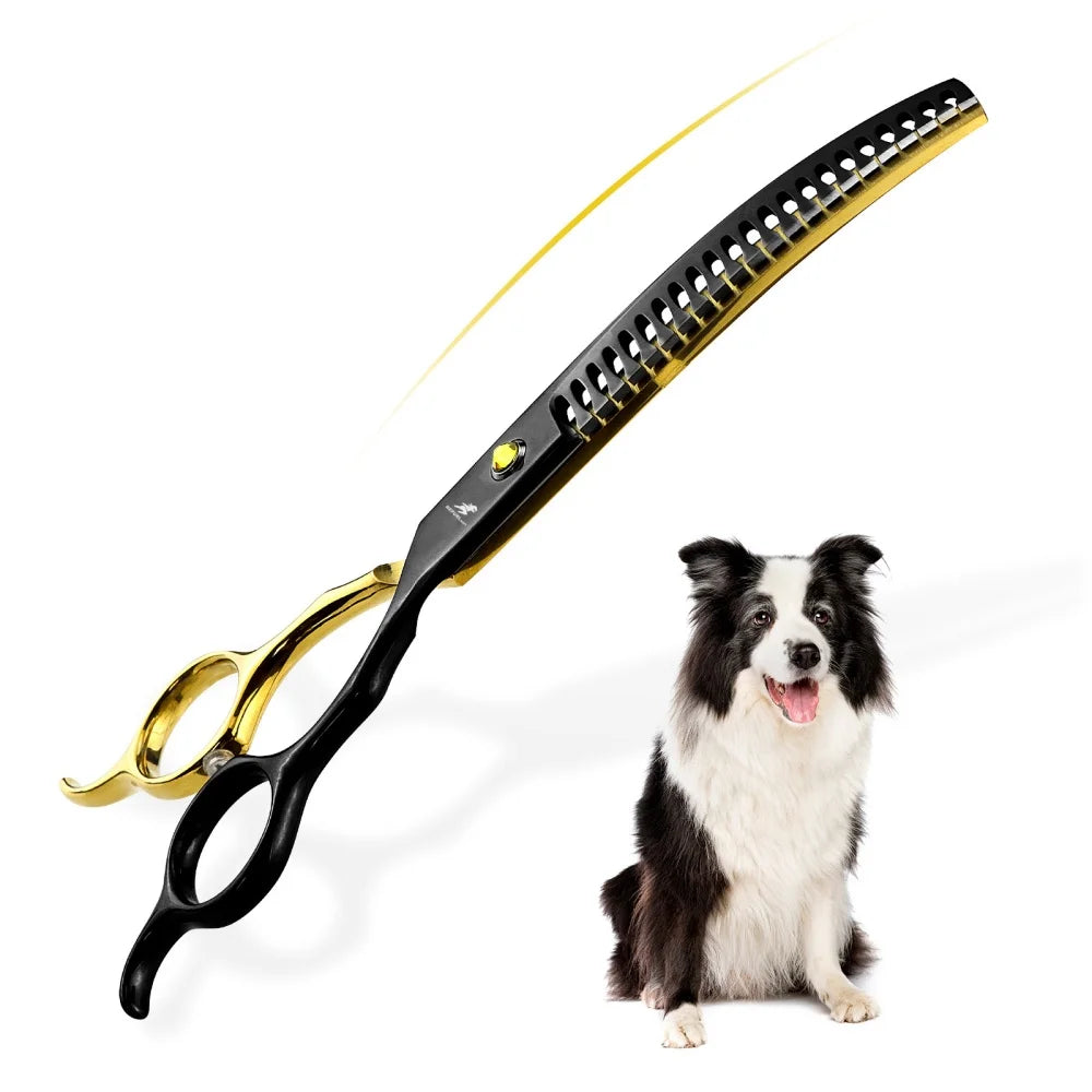Grooming Scissors Japan Stainless 6.5" Professional Pet Scissors Curved Chunker Scissors for Groomer Bend Down Thinning Shears