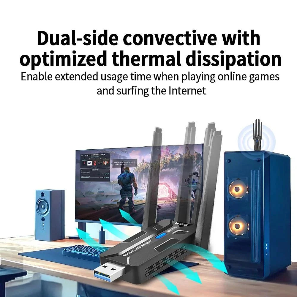 WiFi 6 USB Adapter 1800Mbps Dual Band 5GHz 2.4GHz
