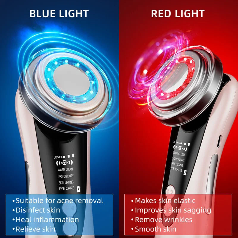 EMS Facial Massager LED Light therapy Sonic Ion Vibration Skin Tightening Face Lifting Anti Wrinkle Beauty Device Skin Care Tool
