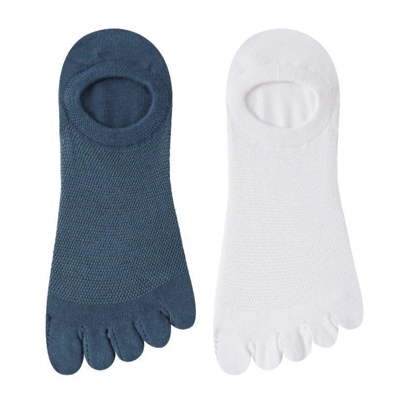 2 Pairs/Lot Men's Cotton Toe Crew Socks High Quality Breathable Sports Running Ankle Cotton Short Five Fingers Socks