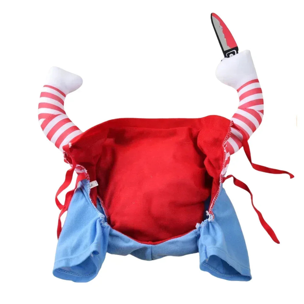 Halloween Funny Dog Costume Chucky Horror Cosplay Sweatshirt Set Comical Pet Party Outfits Jumpsuit Dress Comical Sweatshirt Set