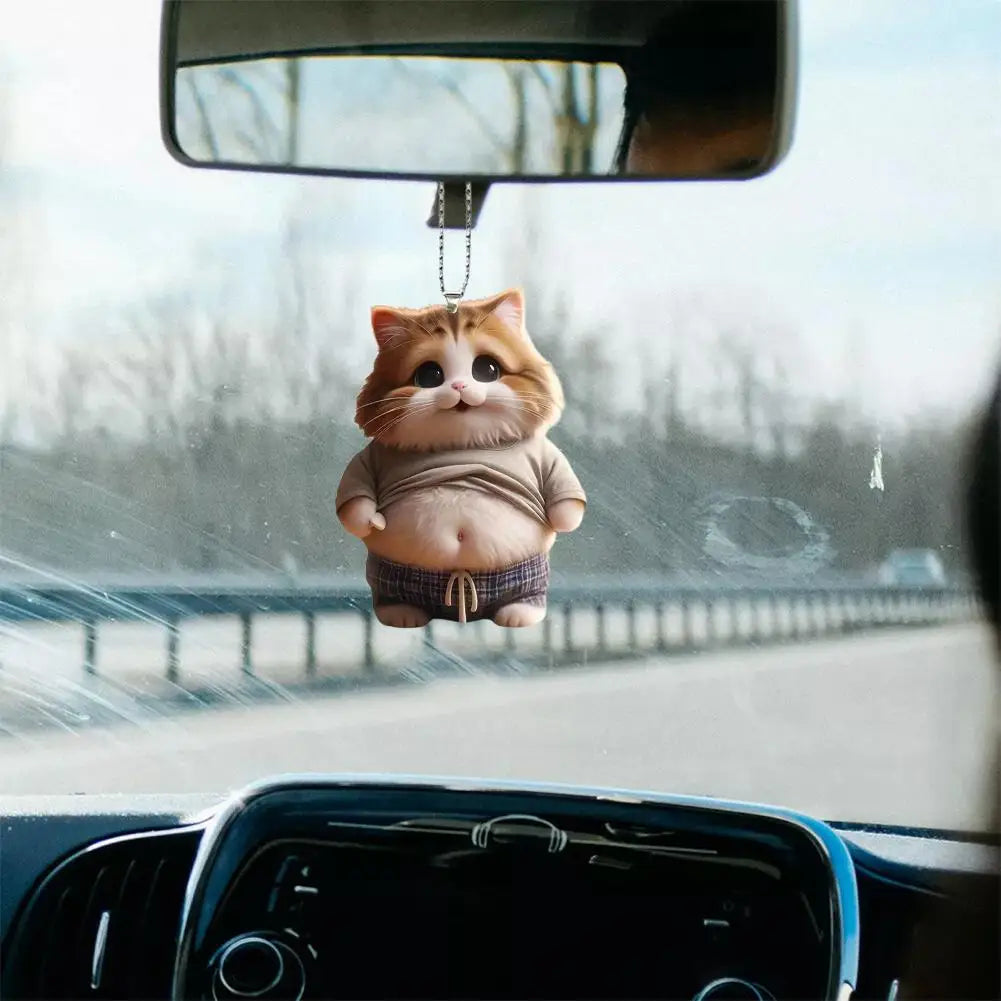 Fat Puppy Keychain 2d Flat Acrylic Cartoon Dog Ornament Car Mirror Backpacks Hanging Pendant For Home Decor G3z1