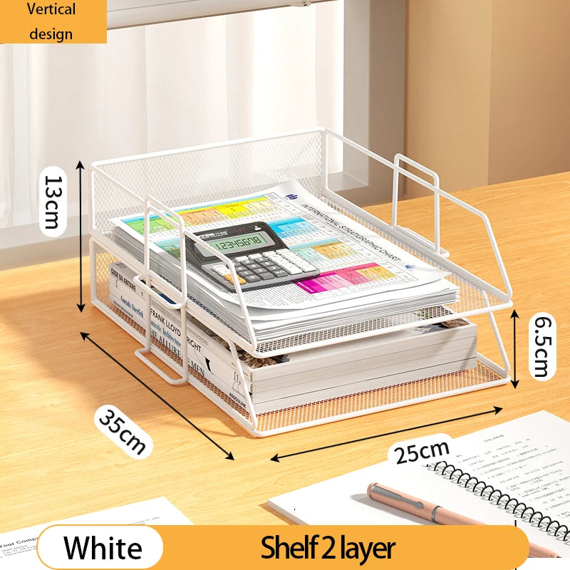 4-Tier Desk Organizer Stackable Tray Office Desk Organizer File and Desktop Holder for Paper Letter Accessories Black