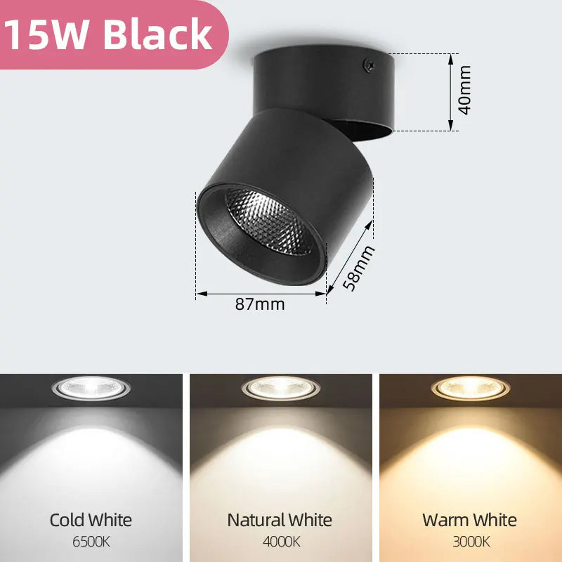 Led Down light 3 Color Ceiling Foldable  DownLight 20W 12W 7W 10W 15W Spotlight Light  for Kitchen Home Decor Surface Mounted