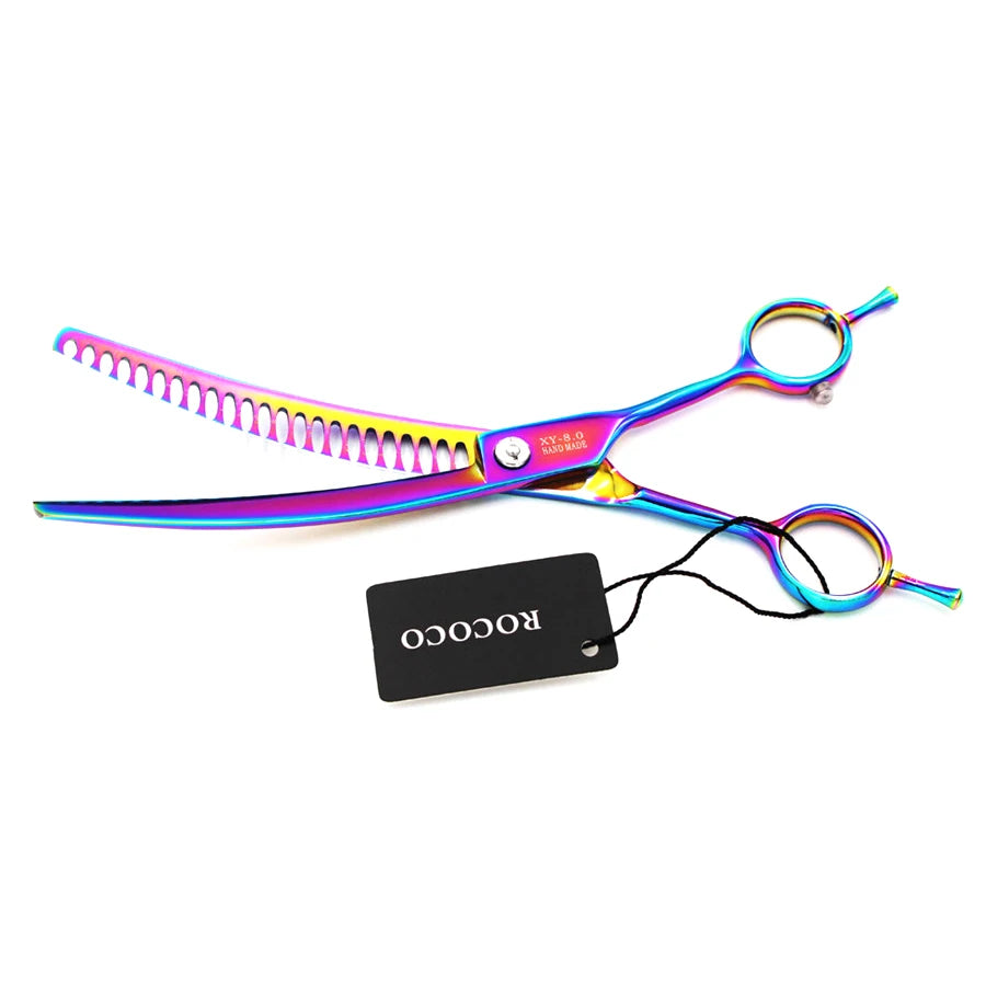 Professional 8 inch 7 inch 6.5" High Quality Pet Dog Grooming Scissors Curved Shark Thinning Shears Cat Dog Barber Scissors