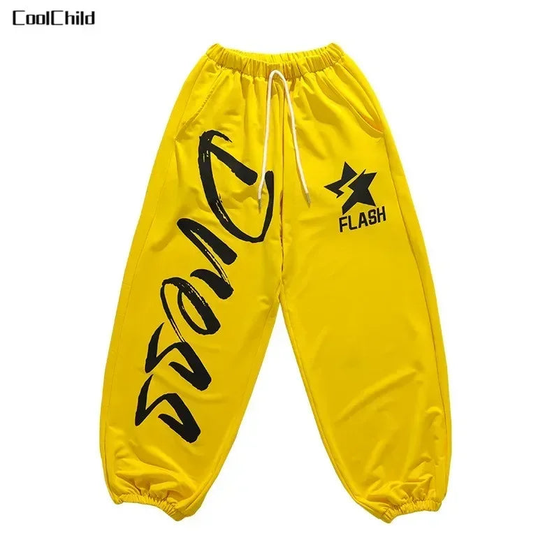Boys K-pop Sweatshirt Fashion Vest Sweatpants Girls Hip Hop Joggers Pants Costumes Child Streetwear Kids Jazz Dance Clothes Sets