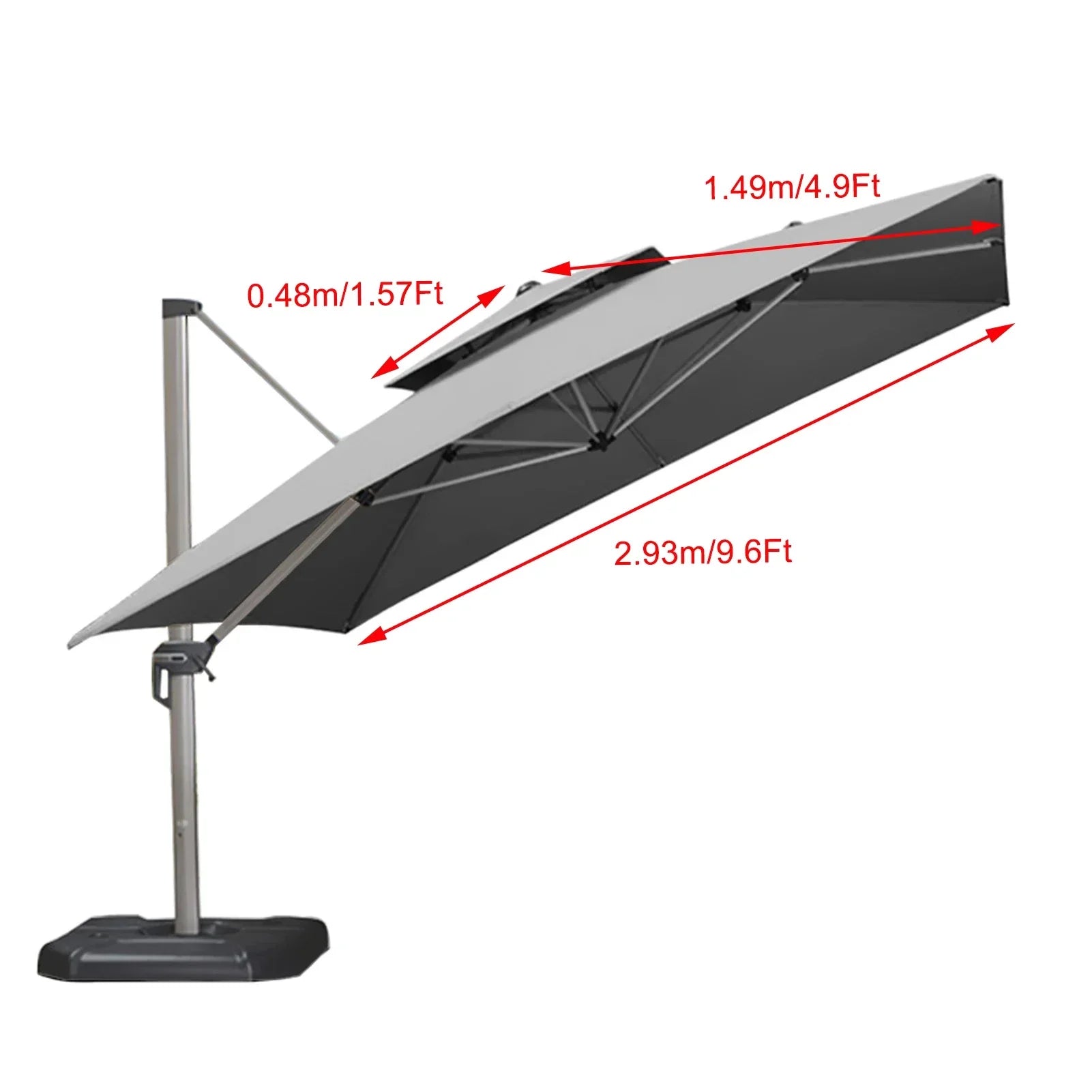2.9*2.9m Square Replacement Umbrella Surface Rainproof Fabric Cloth Fits for Double Top Outdoor Sunshade Umbrella Roman Umbrella