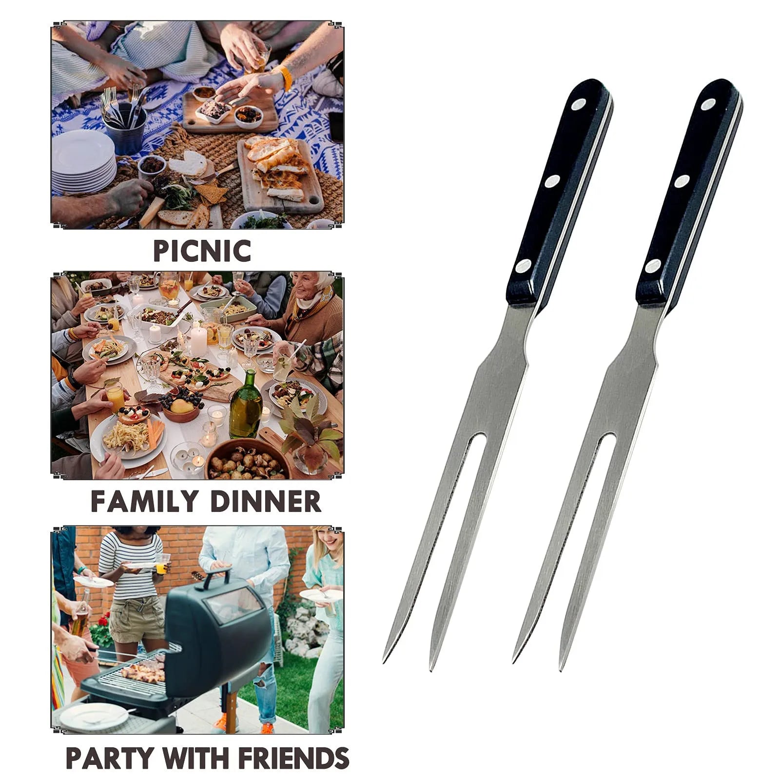 Dinning Table Runner Set Carving Fork Meat Forks 10 Inch Long Stainless Steel Forks For BBQ Barbecue Serving Cooking Grilling