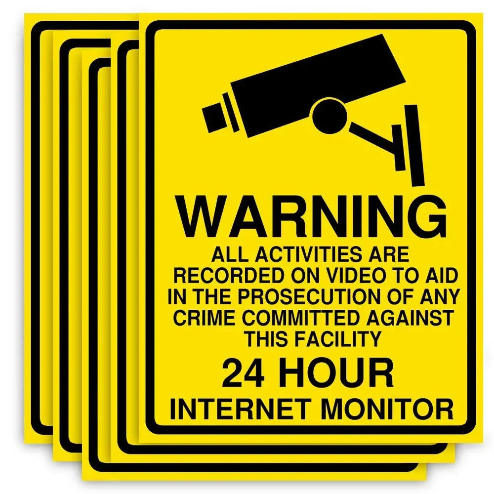5/10pcs Warning Sticker PVC Camera Alarm Sticker Waterproof Sunscreen Home CCTV Video Surveillance Security Decal Signs