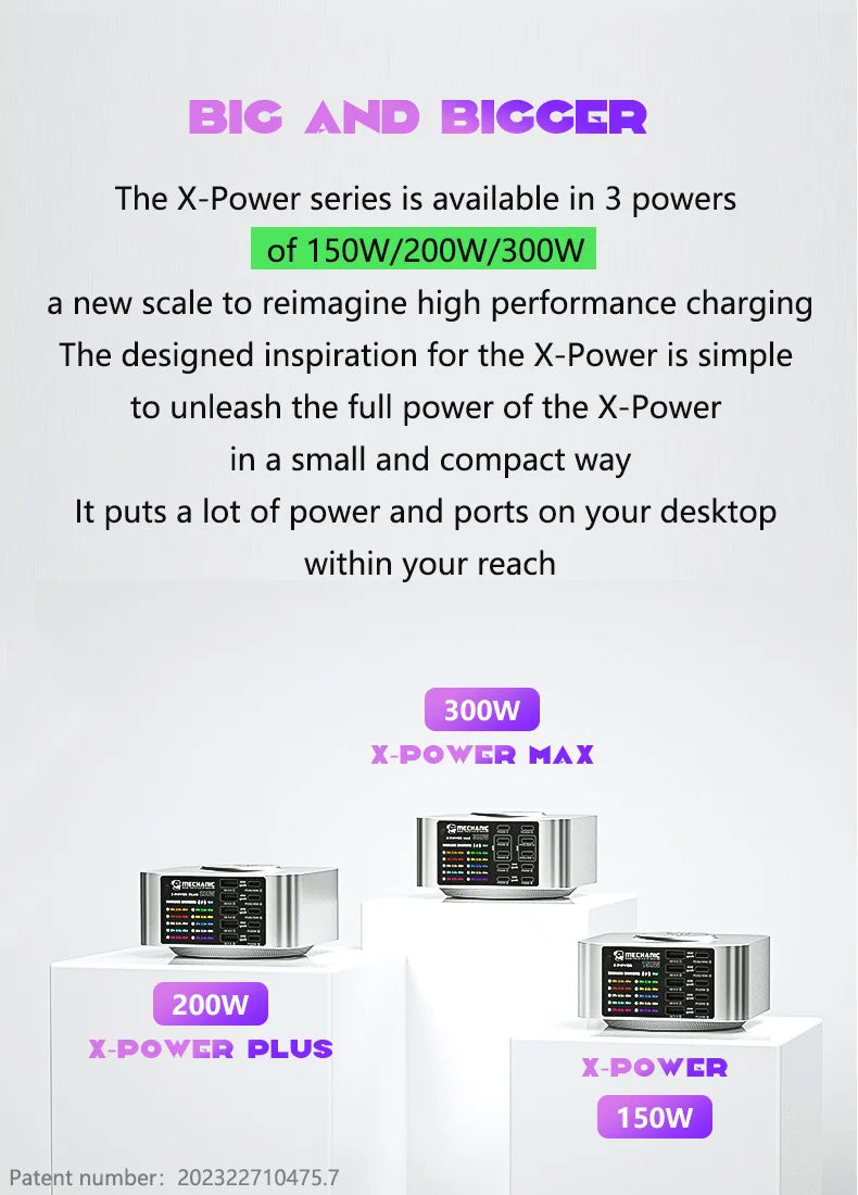 Mechanic X-POWER Max 10 Ports Desktop Charger QC3.0 PD3.1 Quick Charge For iPhone 15 14 13 Xiaomi Laptop Wireless Charger Tool