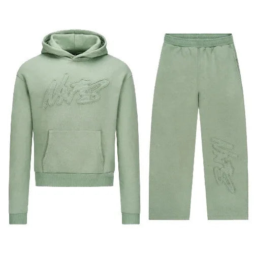 Letter patch embroidered hooded sweatshirt suit new fashion brand loose hip hop street retro pullover trousers suit hot sale
