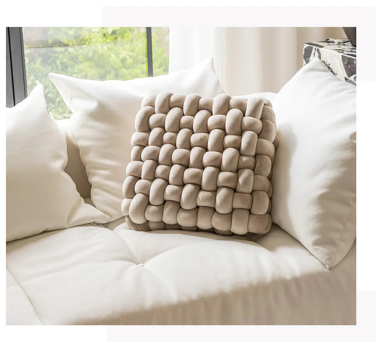 Cream Style Plush Sofa Pillowcase Ins Style Living Room Decorative Flower Pillow Bedside Cushion Bed Waist Backrest