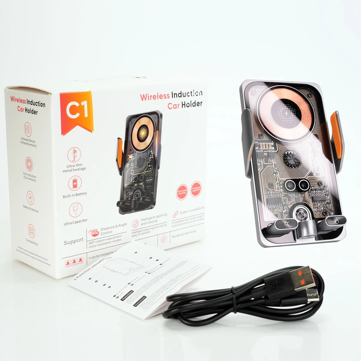 For 2024 2025 Leapmotor C10 Car Phone Holder Screen Fixed Clip Wireless Charger Phone Mount Qi Phone Charger Mounts Accessories
