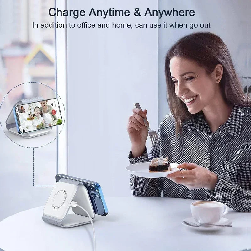 30W Fast Charging Pad Desktop Foldable 3 in 1 Wireless Charger For iPhone 16 15 14 13 12 Pro Max iWatch 10 9 8 7 6 AirPods Pro 2