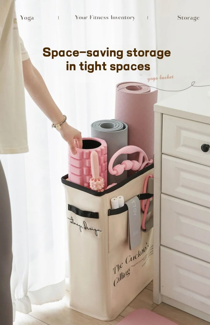 Yoga Storage Basket Sports Equipment Storage Foldable Miscellaneous Items Yoga Mat Organizer
