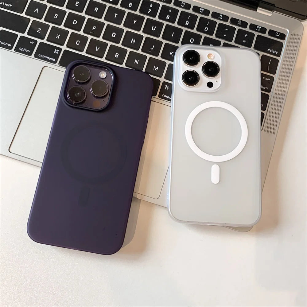 Matte Ultra-Thin for Magsafe Case For iPhone 17 16 15 14 13 12 Pro Max Plus Magnetic Wireless Charger Hard PC Translucent Cover
