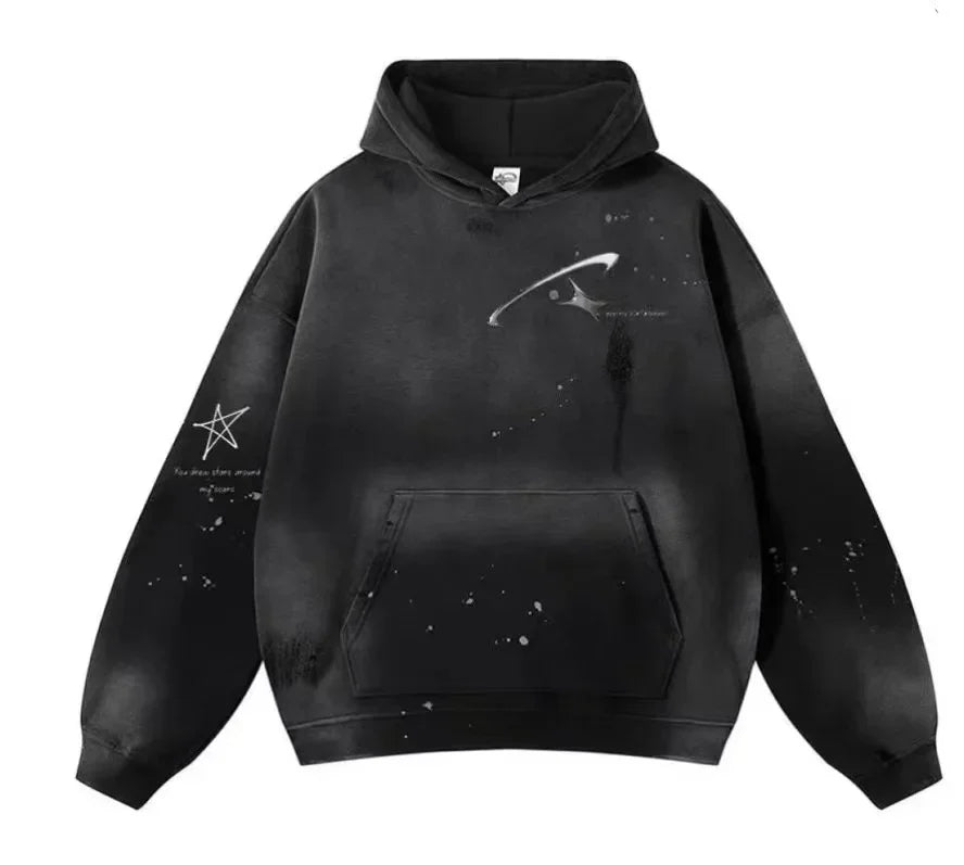 Autumn Winter Men's Pullover Hoodie Y2K Printed Retro Jacket