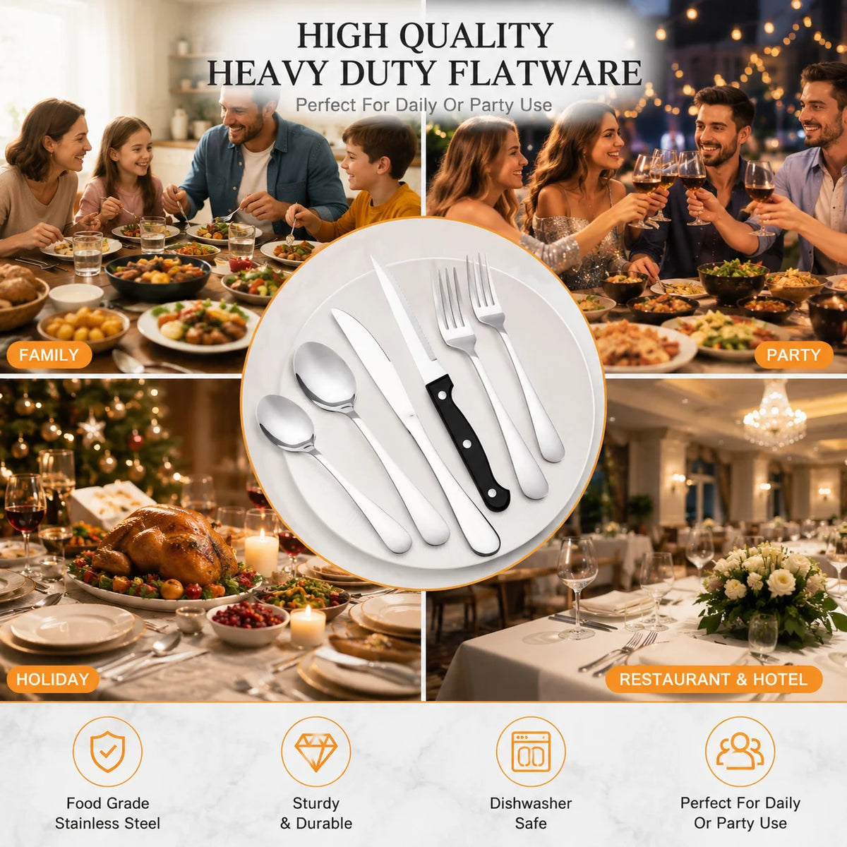 24-Piece Stainless Steel Flatware Set, Service for 4