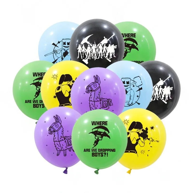 Fortnite Balloons Shooting Game Ballons Boy Girl Happy Birthday Banner Party Decoration Alpaca Llama Tableware Cake Topper Toy