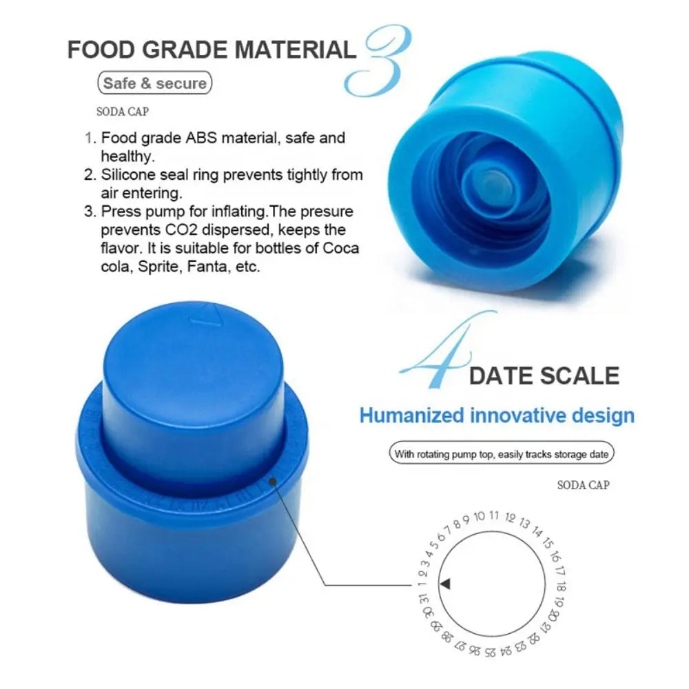 1Pcs Inflatable Airtight Soda Cap Drink Sealer Bottle Stopper Frizzy Drink Reusable Bottle Cola Pump Cover Carbonation Keeper