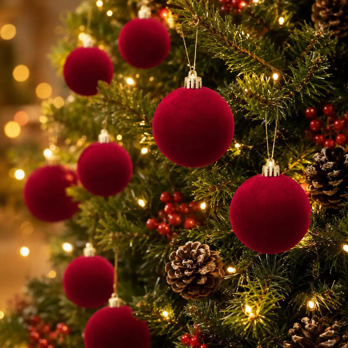 Burgundy Velvet Christmas Balls