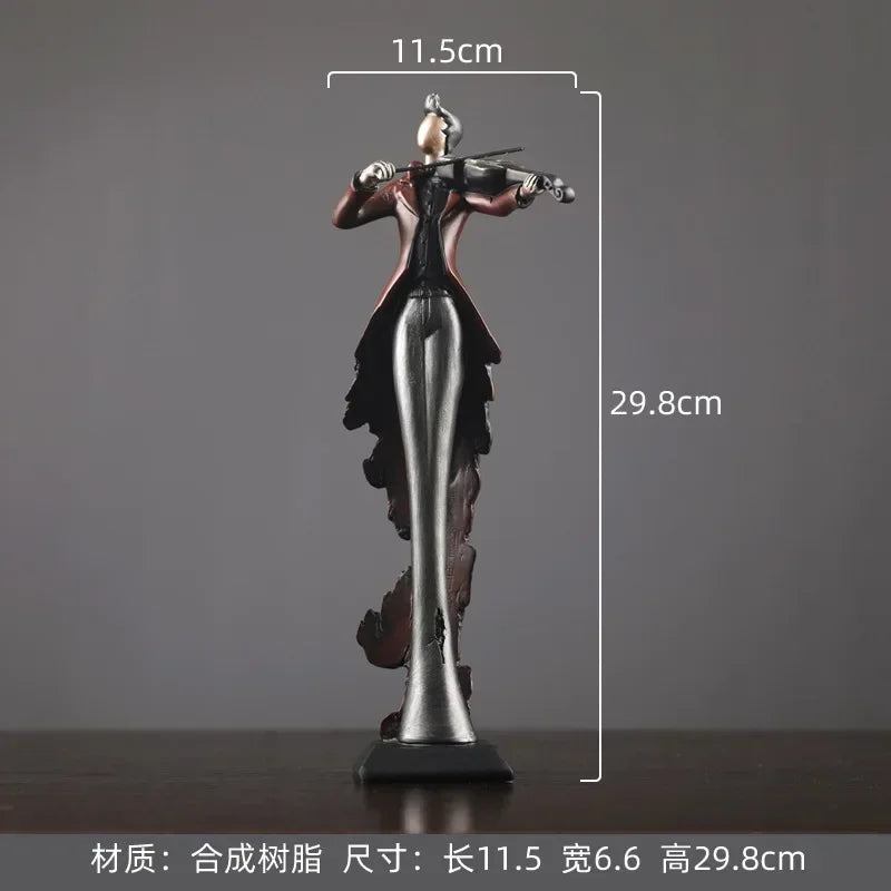 Vintage Play An Instrument Band Decoration Art Character Model Statue Creativity Figurines For Interior Desk Accessories Crafts