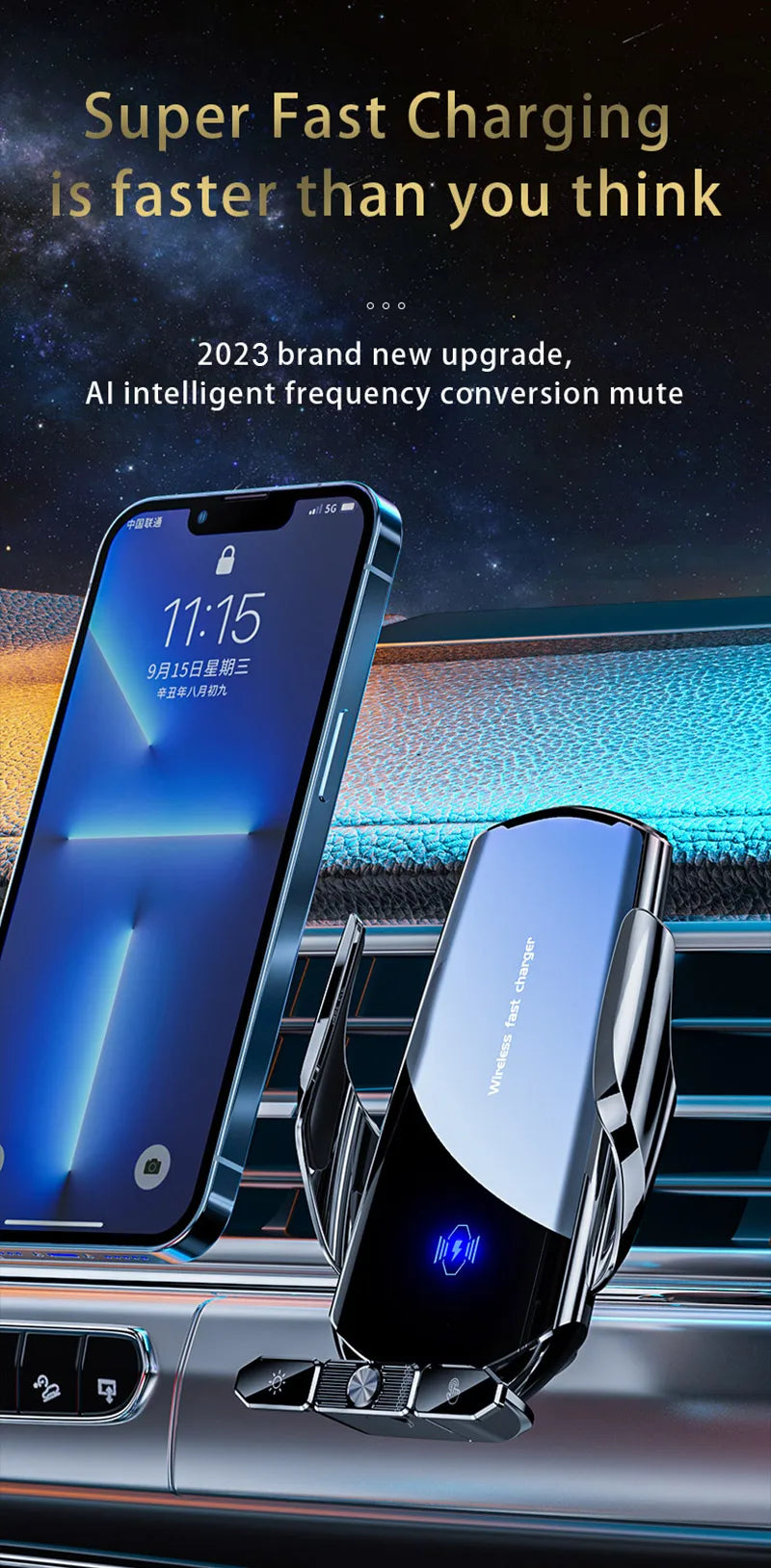 Gravity Car Holder Stand Wireless Charger Phone Air Vent Clip Mount Mobile Cell Gps Support for Iphone 14 13 12 X Samsung Xiaomi