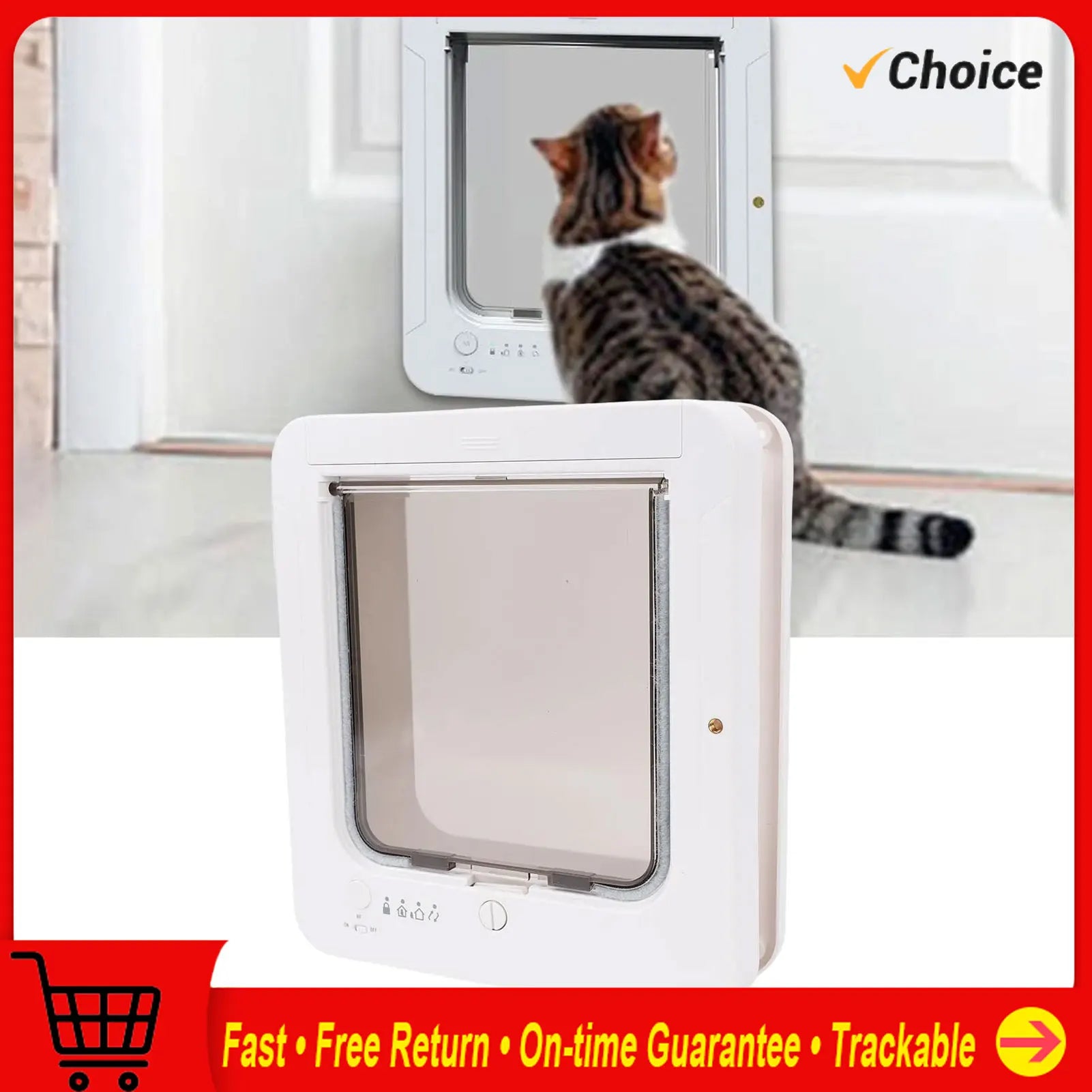 Collar Cat Door Smart Cat Door Automatic Sensing with Collar Activated Easy Installation Pet Door for Home Smart Cat Door