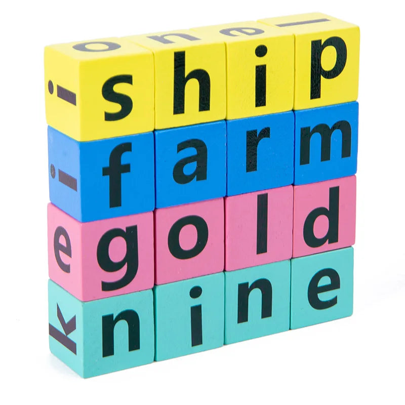Letter Spelling Block Flash Cards Game English Words Early