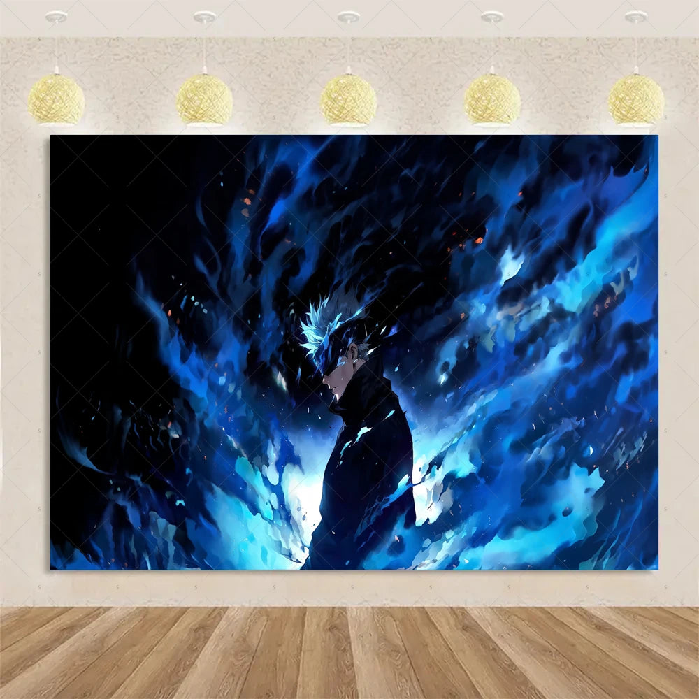 Jujutsu Kaisen Theme Background Birthday Party Decorations Anime Character Gojo Satoru Backdrop Kids Poster Photography props