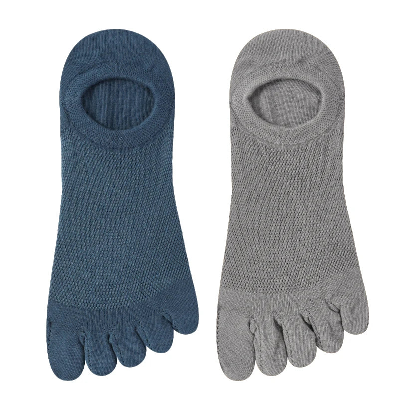 2 Pairs/Lot Men's Cotton Toe Crew Socks High Quality Breathable Sports Running Ankle Cotton Short Five Fingers Socks