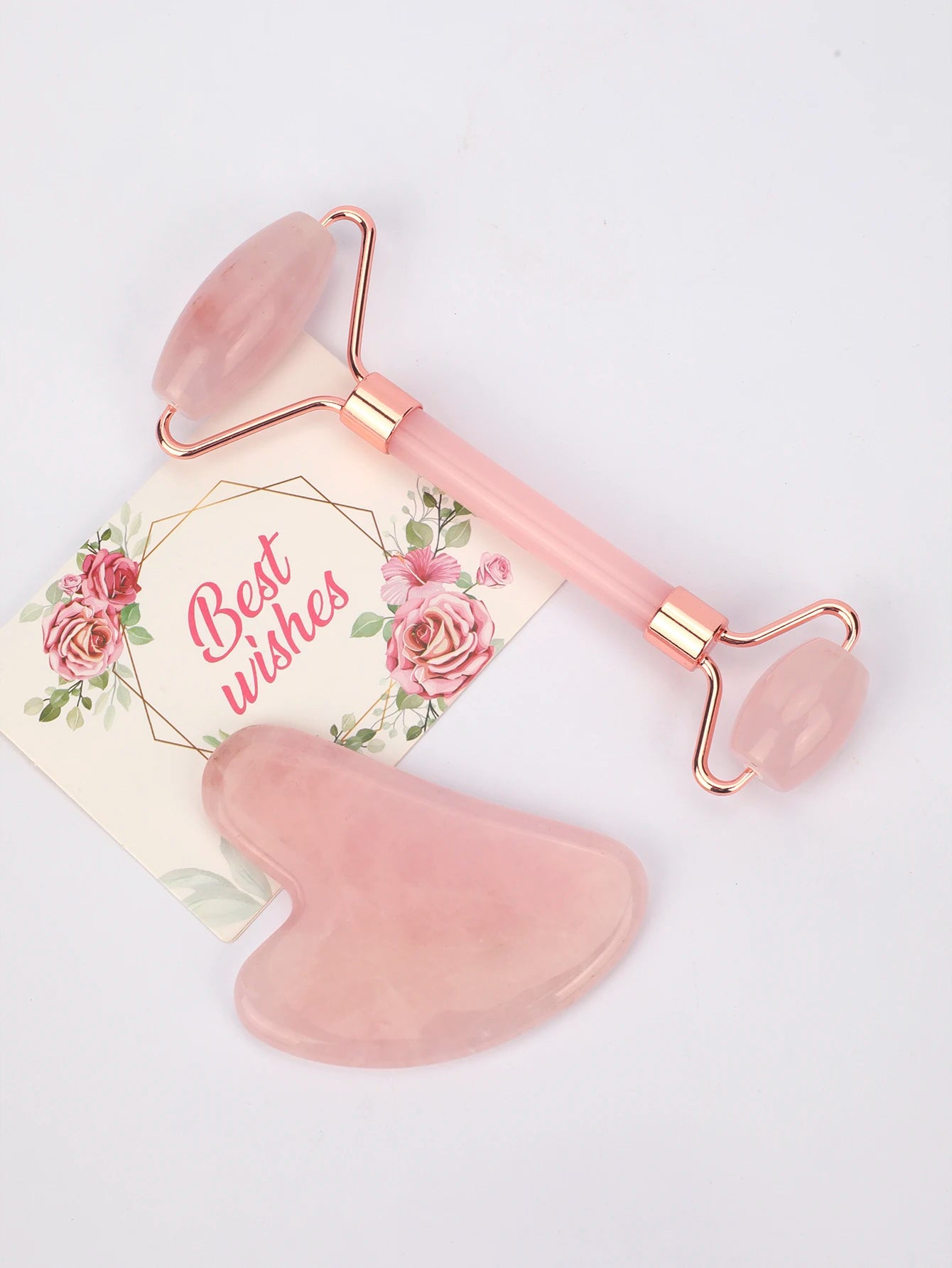 Natural Jade Face Roller Gua Sha Scraper Set Face Neck Body Skin Care Beauty Tool Portable Rose Quartz Facial Massager Tool