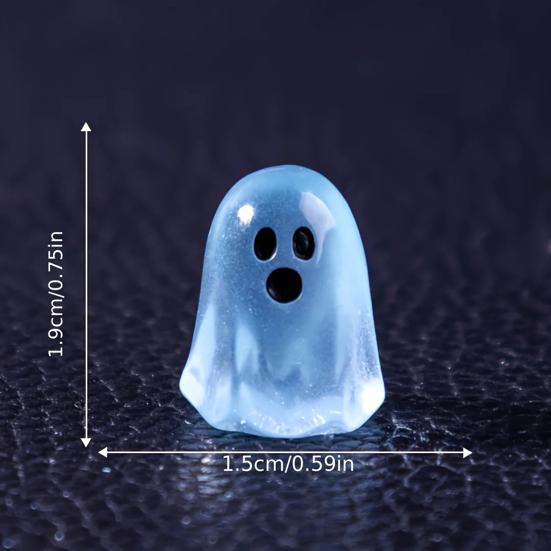 Glow-in-the-Dark Mini Ghosts - Cute Resin Halloween Decorations, DIY Hanging Ornaments for Micro Landscapes & Spooky Scenes
