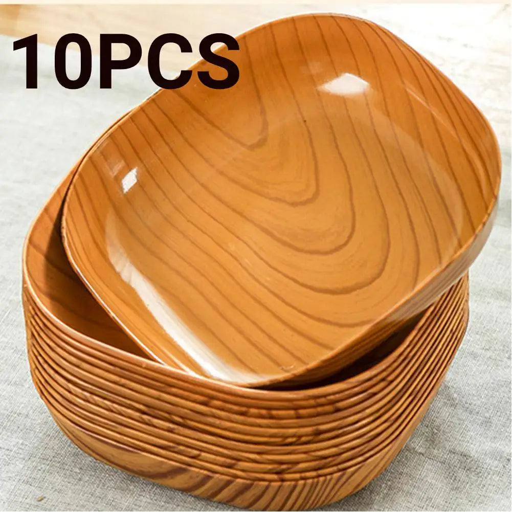 Japanese-style Plastic Dish Multifunctional Simple Imitation Wood Grain Bone
