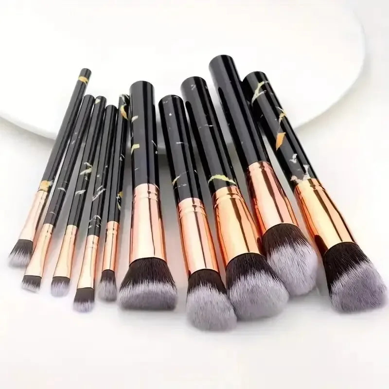 Marble Makeup Brushes Premium Synthetic Kabuki Foundation Blending