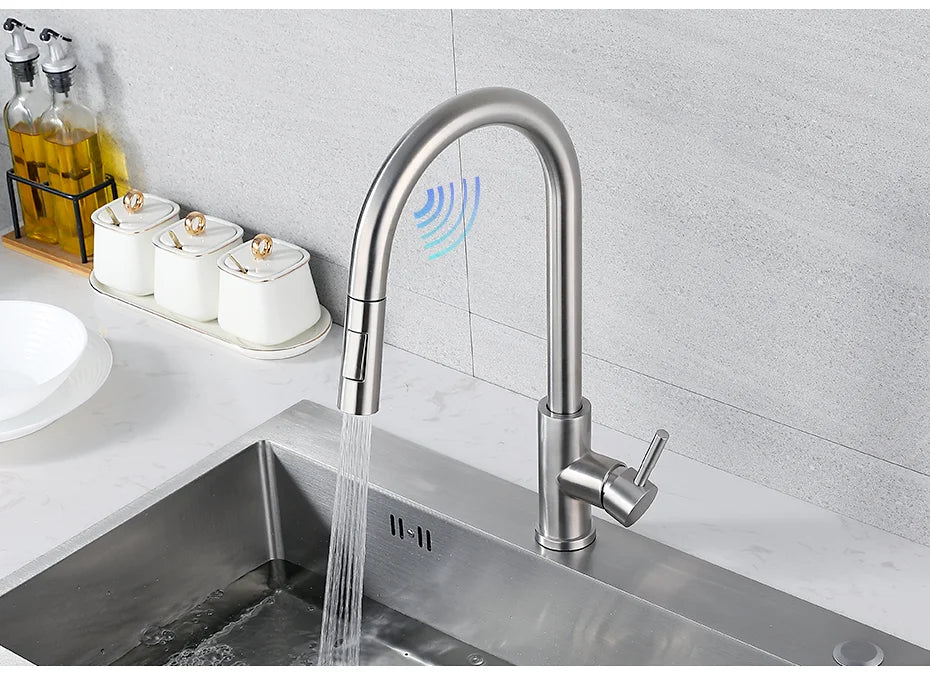 Black Smart Touch Kitchen Faucet Crane For Sensor Kitchen Water Tap Sink Mixer Rotate Touch Faucet Sensor Water Mixer 1015