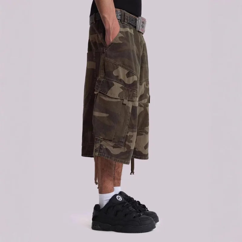 Deeptown Y2K Camouflage Cargo Jorts Women Man Baggy Hip Hop Style