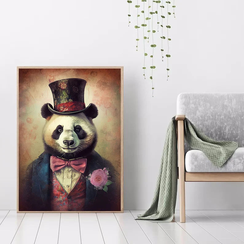 Cute Panda Blowing Bubbles Poster Graffiti Animals Art Print Canvas Painting Wall Pictures Living Room Room Home Decor Gift